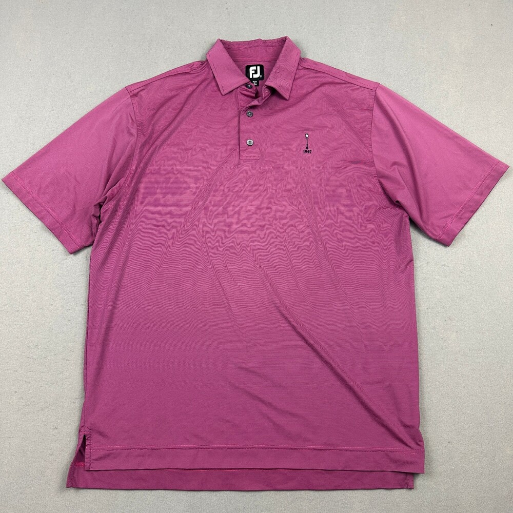 FootJoy Polo Shirt Men Large Pink Microstripe Golfer Short Sleeve Lamp Post L